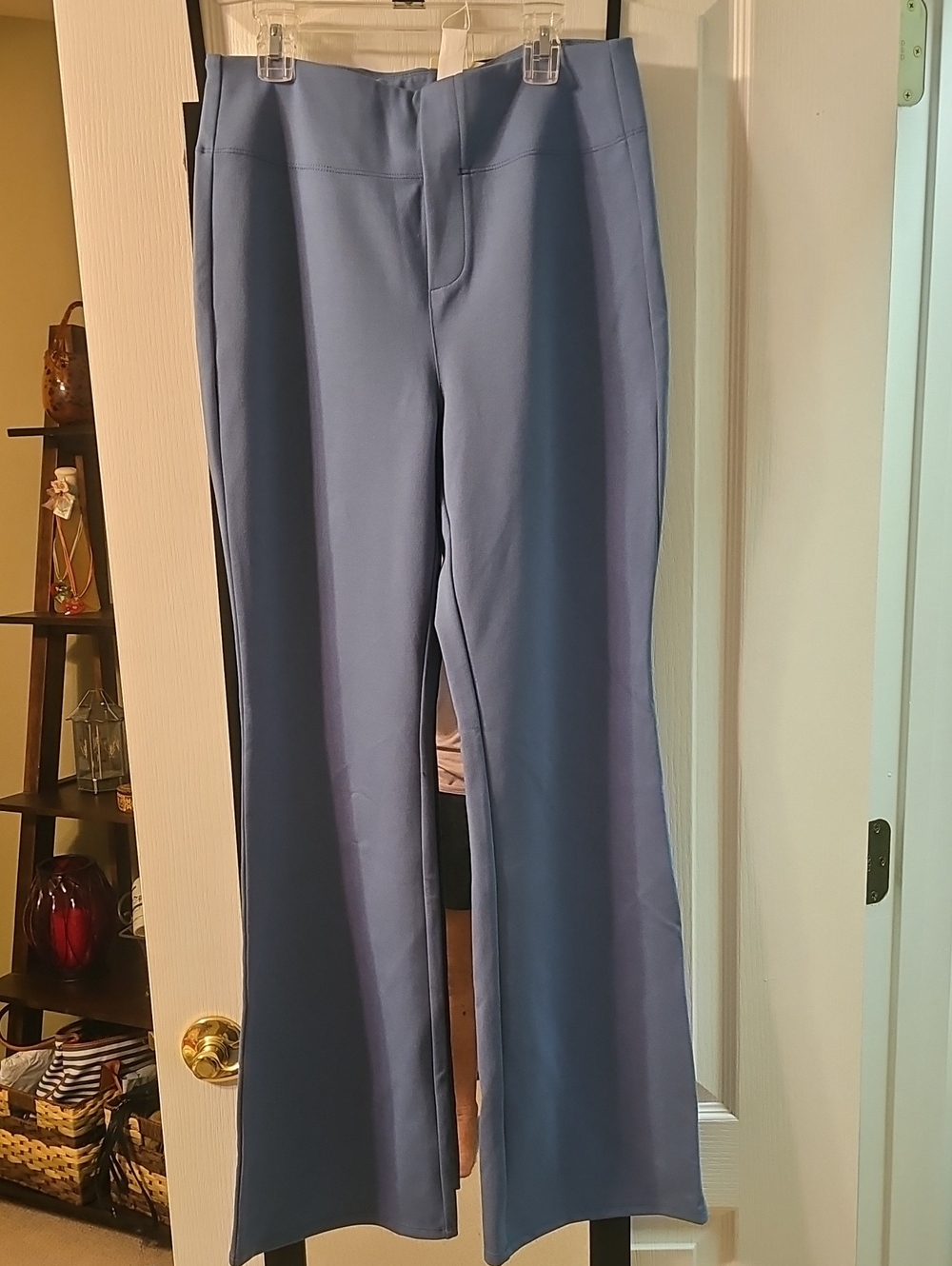 NWT HALARA Sky Blue Pull-On HIGH RISE FLARE Flex Stretch Pants MED